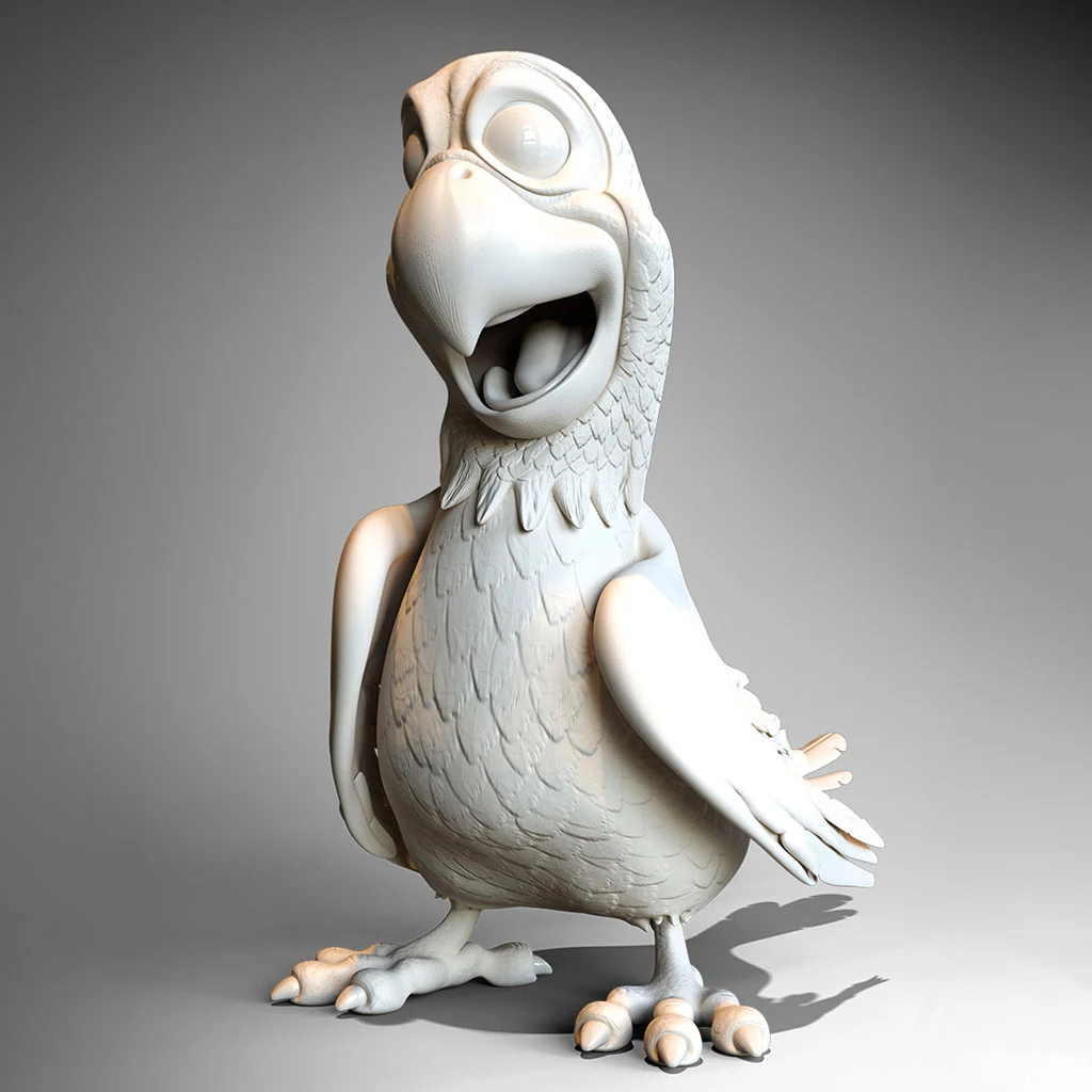 Toon parrot character design sheet