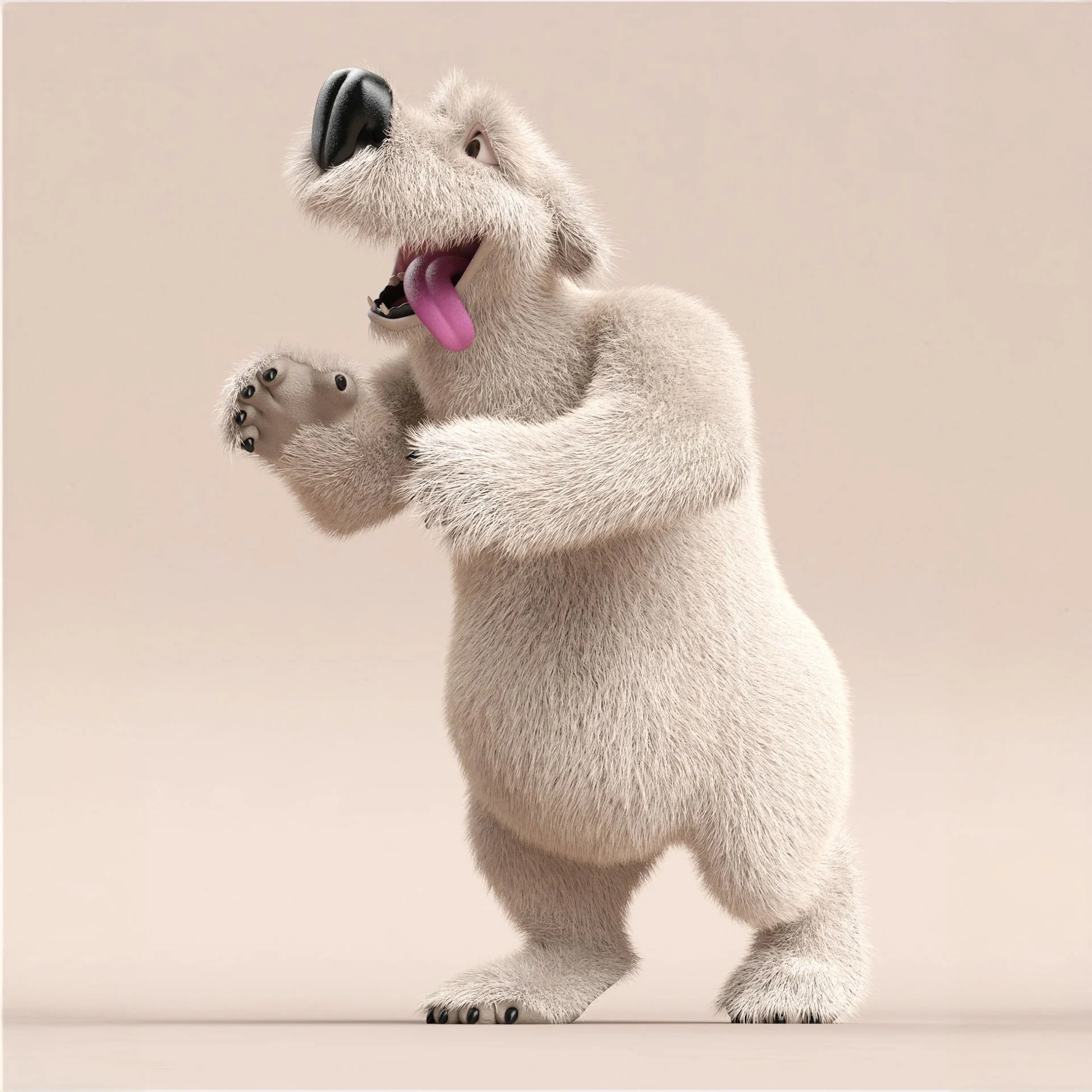 Toon polar bear character render — alternate view