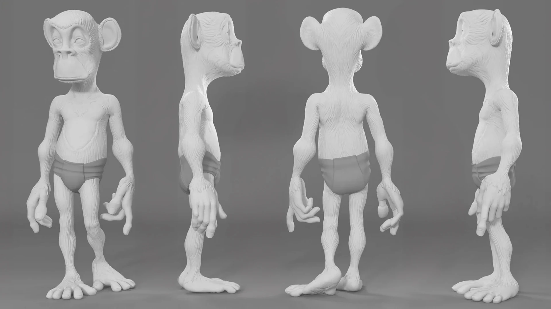 Toon monkey character design sheet